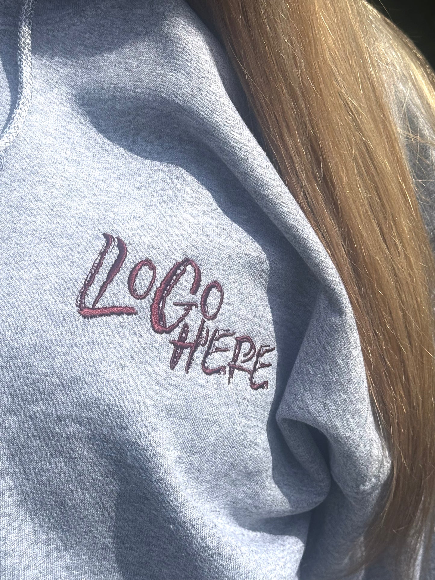 Grey Hoodie Burgundy Logo