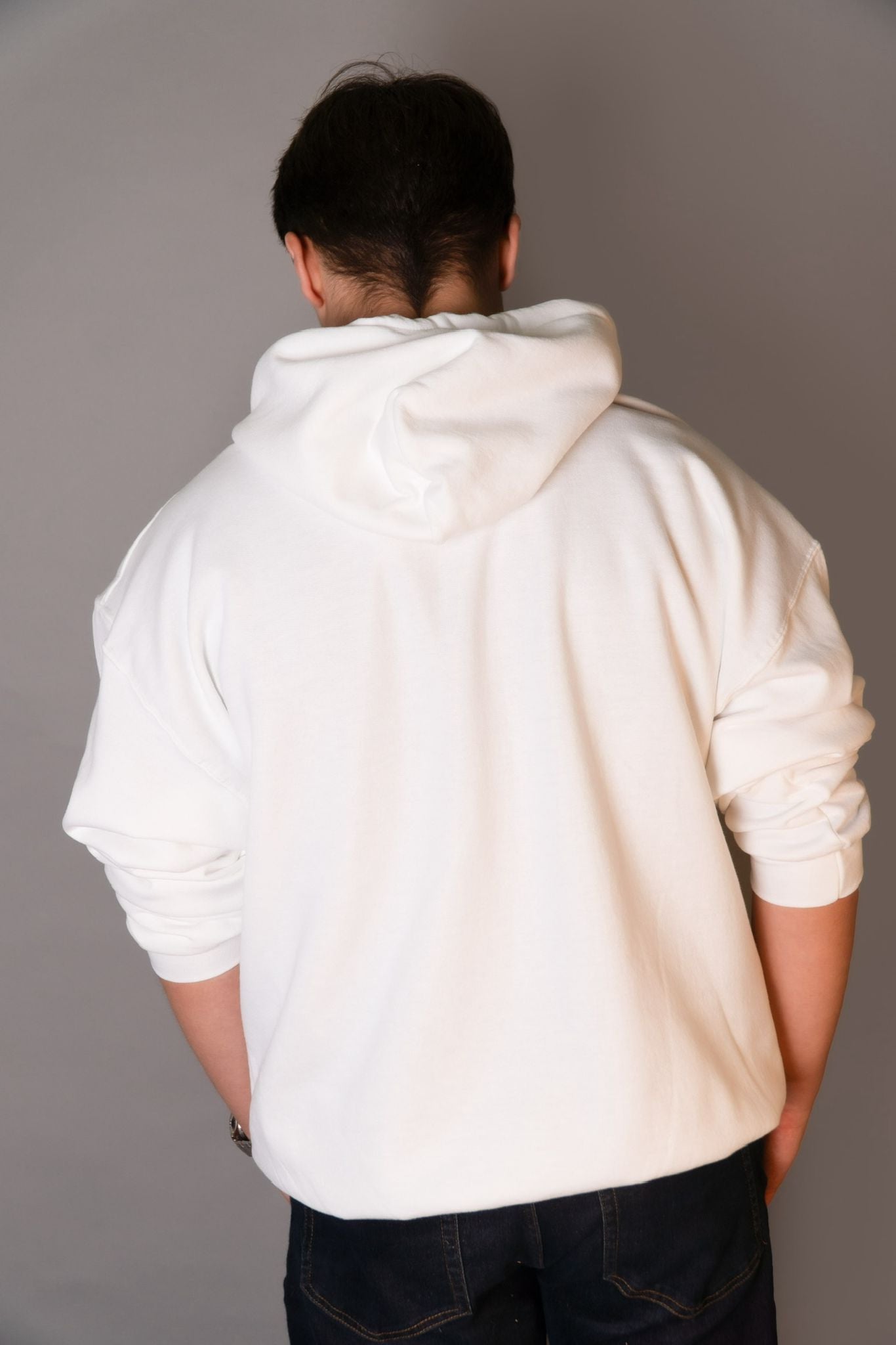 White Hoodie Black Logo