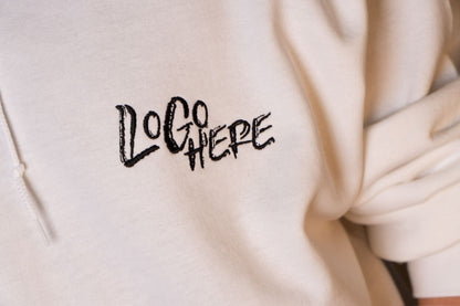 White Hoodie Black Logo