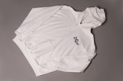 White Hoodie Black Logo